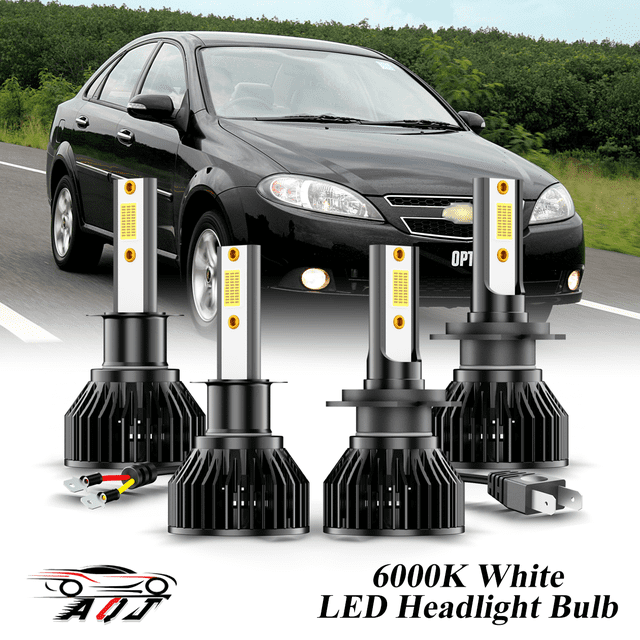 Compatible con Juego de Lámparas Alta/Baja Chevrolet Optra 2004-2010 - 4 Unidades, 10,000LM 6500K Blanco Frío, Bombillas 500% Ultraluminosas, Plug & Play