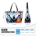 thumbnail image 5 of KLL Cool Colorful Wolf Print Large Beach Tote Bag Women Waterproof Sandproof Zipper Beach Tote Bag for Pool Gym Grocery Travel with Wet Pocket, 5 of 7