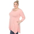 thumbnail image 2 of White Mark Women's Plus Size Quarter Sleeve Solid Sharkbite Tunic Top, 2 of 5