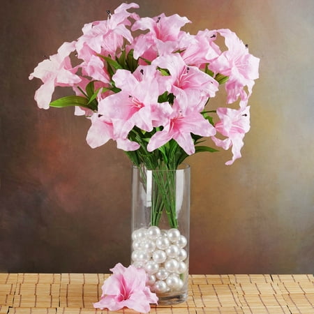 Classic White Lily - Efavormart 54 EXTRA LARGE Lilies Real Looking Artificial Lily Flowers for DIY Wedding Bouquets Centerpieces Decorations - 6 bushes