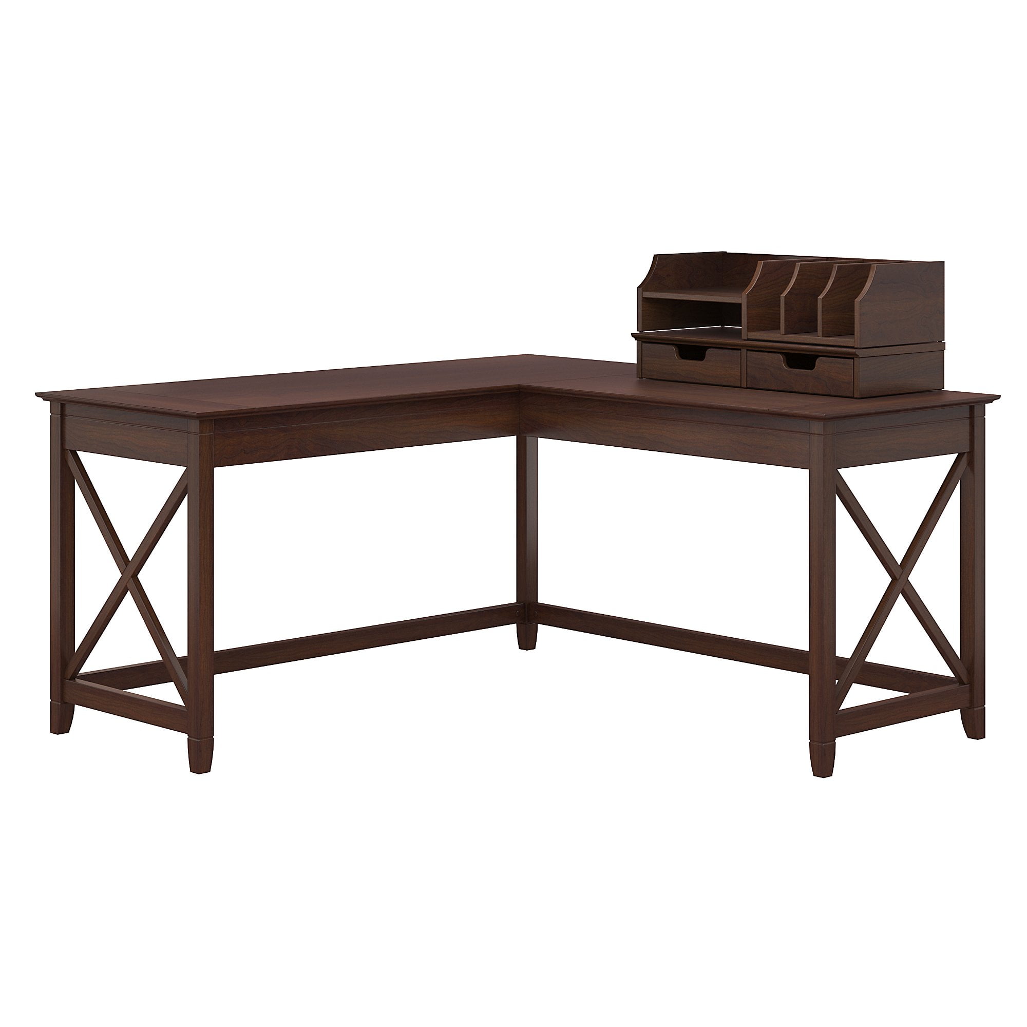 Bush Furniture Key West 60W L Shaped Desk with Desktop Organizers in