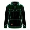 thumbnail image 3 of Tqyyweavej Men's Hoodies Pullover Velvet Velour 1/4 Zip Long Sleeve Hooded Drawstring Sweatshirt with Multi Pockets, 3 of 4