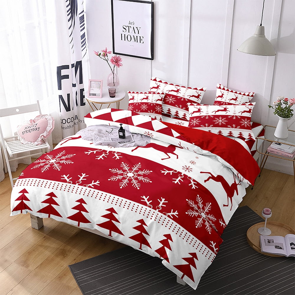 Goory Christmas Quilts Twin Full Queen King Size Red Santa Claus