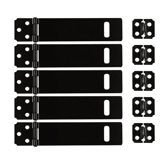 Howish hasp lock 5Pc 5 Inches Padlock Hasp Door Clasp Hasp Lock Latch Iron Lock for Fastening Gate Cabinet Door (Black)(5.91"X1.3"X0.05")