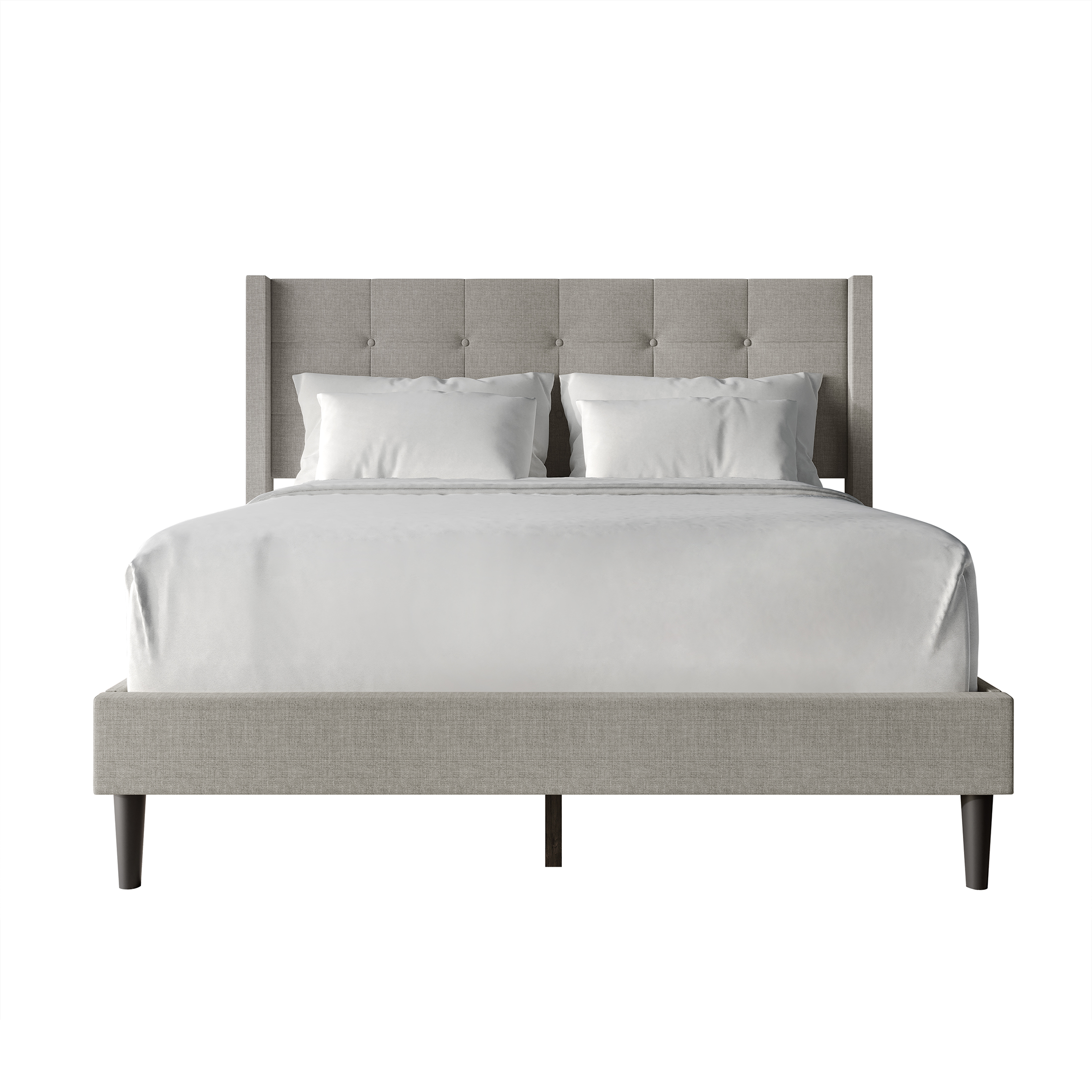 Castle Place Elegance Wingback Twin Platform Bed, Grey