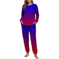 thumbnail image 4 of Wensltd Long Sleeve Top and Pants Set for Women Winter Warm Plush Sleepwear Soft Comfy Fleece Pajama Set 2 Piece, 4 of 7