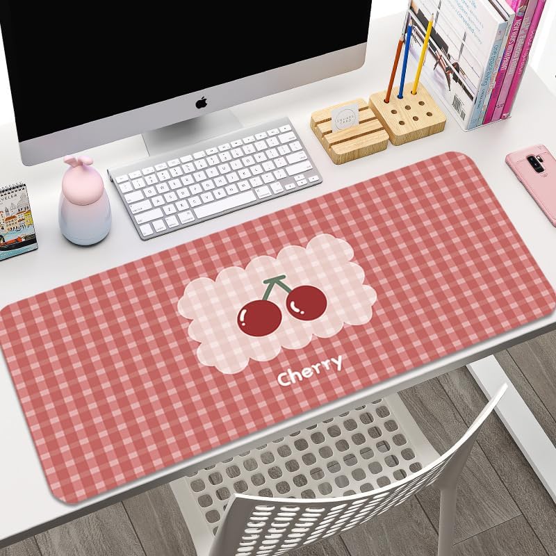 Gaming Mouse Pad 31.5x11.8 inch XL Large Extended Mouse Pad, Big Mousepad Desk Mat for Computer with Non-Slip Rubber Base and Stitched Edge-Checkered Cherry