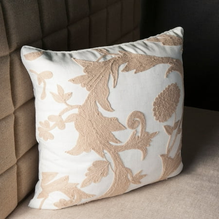- FLORAL CREWEL EMBROIDERED PILLOW