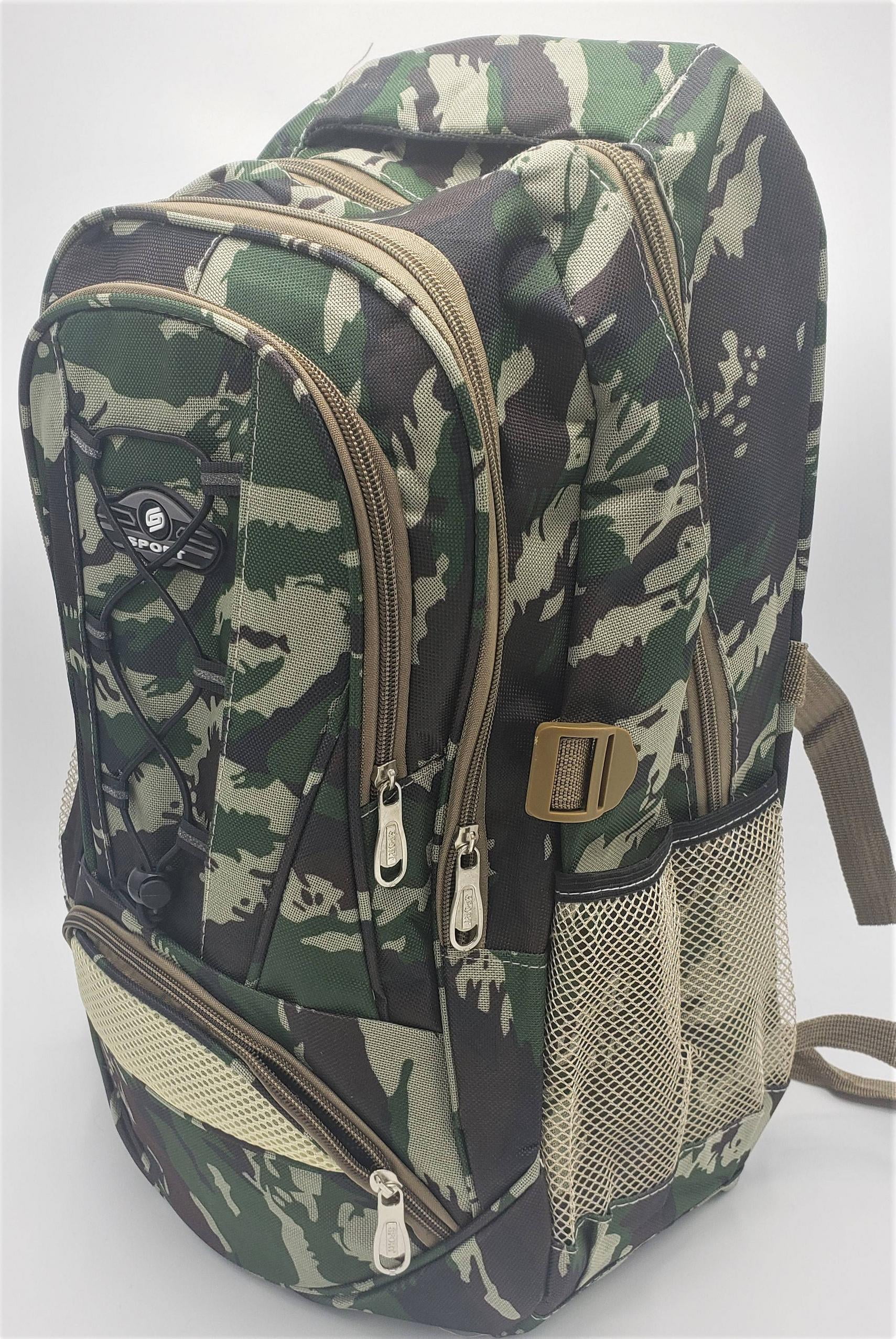 Military Camouflage Backpacks With 4 Zippered compartments Woodland