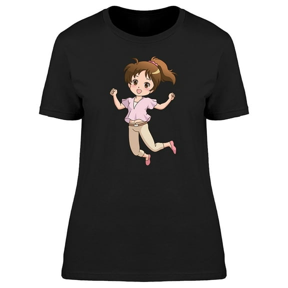 Happy Kawaii Girl Cartoon Tee Women's -Image by Shutterstock