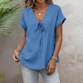 thumbnail image 5 of Lmueinov Tie Front Blouse for Women V-Neck Short Sleeve Relaxed Fit Casual Summer Shirt Soft Stretch Breathable Top, 5 of 6