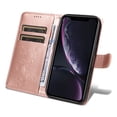 thumbnail image 4 of TECH CIRCLE Wallet Case For iPhone XS/iPhone X, Emboss Flower Premium PU Leather Magnetic Card Slots Flip Protective Kickstand Case with Wrist Strap for Apple iPhone XS/iPhone X 5.8",Rosegold, 4 of 8