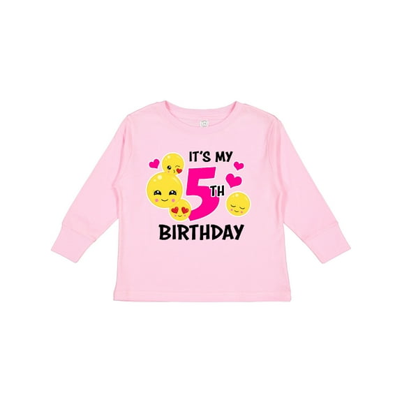 Inktastic Its My 5th Birthday with Smiling Emoticon Girls Long Sleeve Toddler T-Shirt