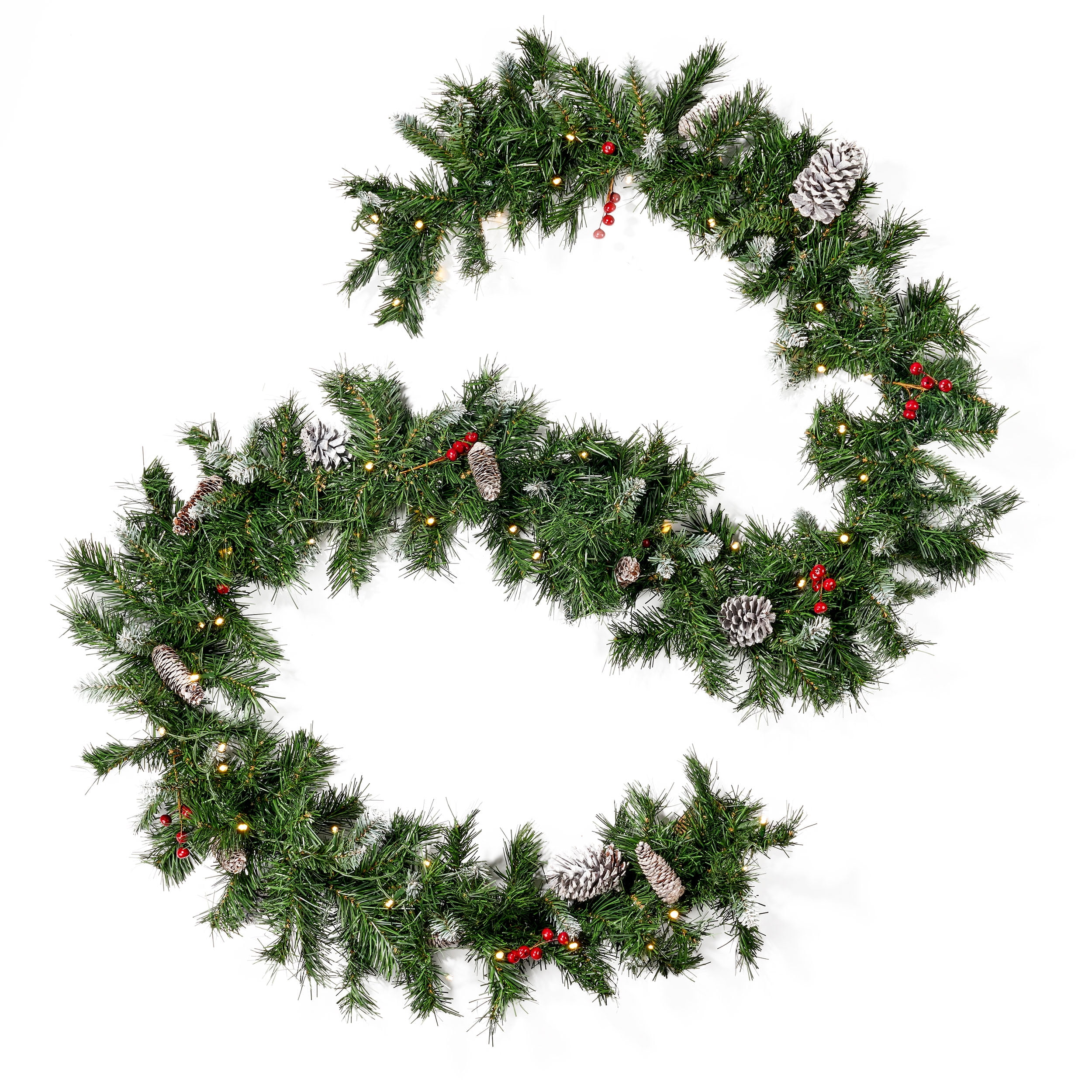 10-Feet 3 Colors Cordless Lighted Silver Berry-Beaded Holiday Christmas Garland 