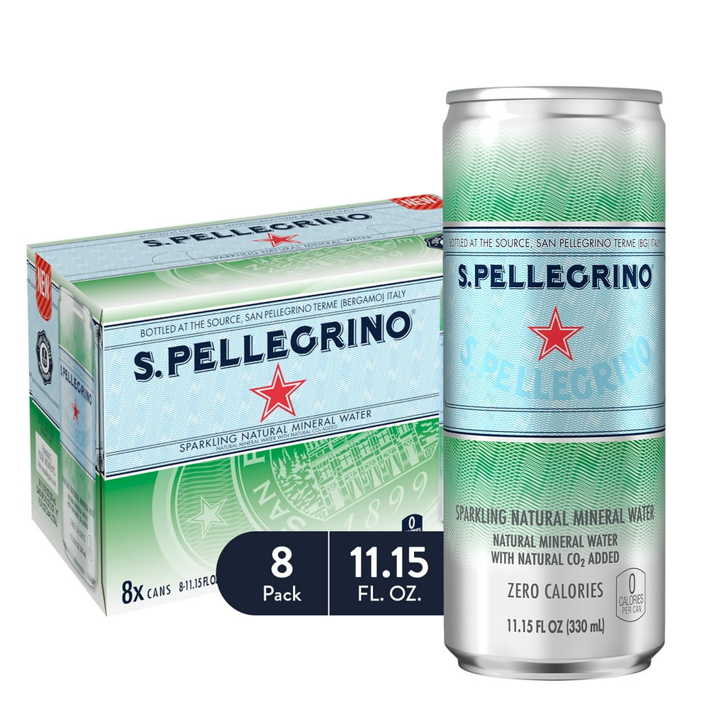 S.Pellegrino Sparkling Natural Mineral Water, 11.15 fl oz. Cans (8