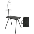 thumbnail image 1 of Mesa auxiliar plegable portátil para exteriores, de polipropileno, resistente, versátil, de plegado rápido con soporte de luz de doble capa y patas de Negro, 1 of 8