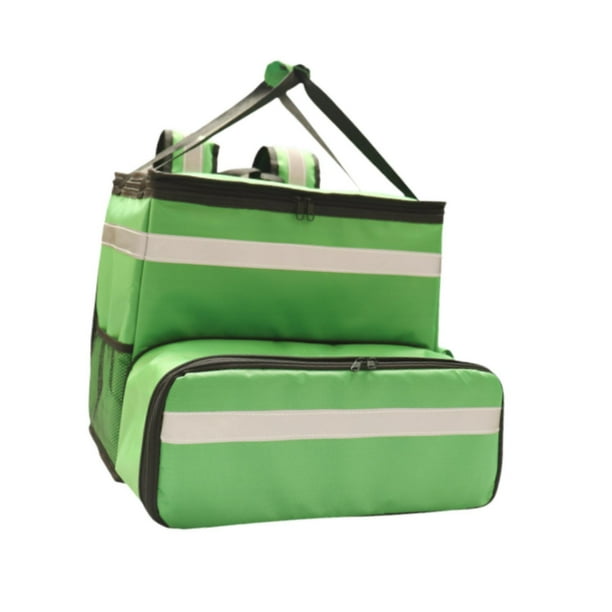 Mochila térmica para reparto de comida, porta alimentos calentado con 2 bolsillos de malla para bicicleta, entrega de pizza extra grande y
