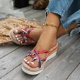 thumbnail image 2 of Dakaela Womens Platform Sandals Strappy Bow Wedge Heels Espadrille Comfortable Slip on Slides Open Toe Summer Beach Shoes Colorful Size 8.5, 2 of 9