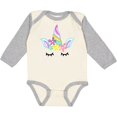 thumbnail image 3 of Inktastic Unicorn Face Girls Long Sleeve Baby Bodysuit, 3 of 5