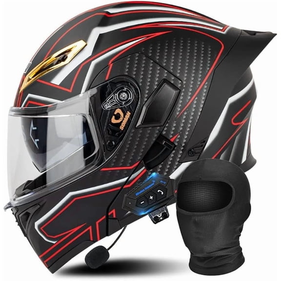 Bluetooth Modular Motorcycle Helmet DOT/ECE Approved Full Face Flip Up Anti-Fog Dual Visor Built-in Speaker Mic for Adult Men Women