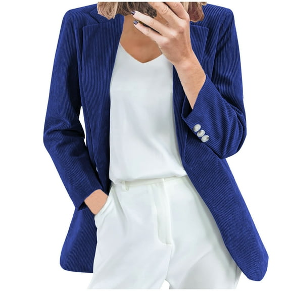 qolati Blazers for Women Business Corduroy Casual Work Blazer Jackets Lapel Collar Open Front Office Blazer Suits Jacket 2024 Fall Clothes