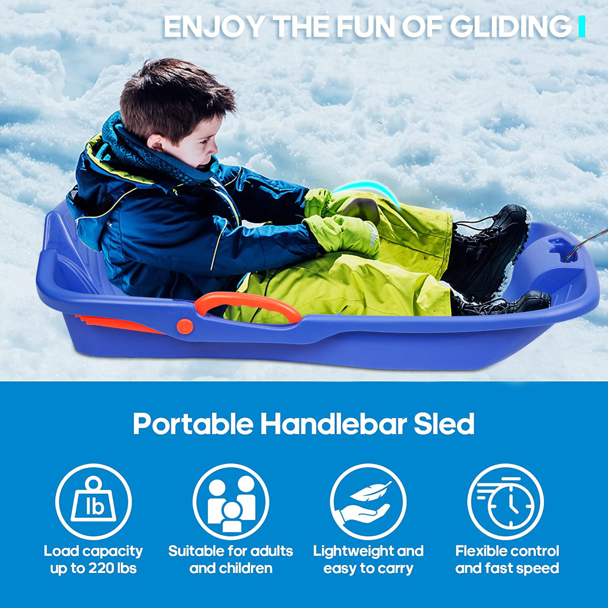 SPEED M sled children's sled snow glider 60 cm plastic snow slide