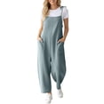 thumbnail image 4 of Cmfcve Women's Casual Jumpsuits V Neck Sleeveless Harem Pants Stretchy Adjustable Strap Overalls with Pockets, 4 of 6