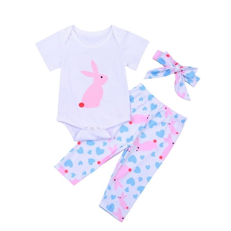 

Binpure Girl s 3Pcs Romper Set Short Sleeve Tops with Long Pants and Headband