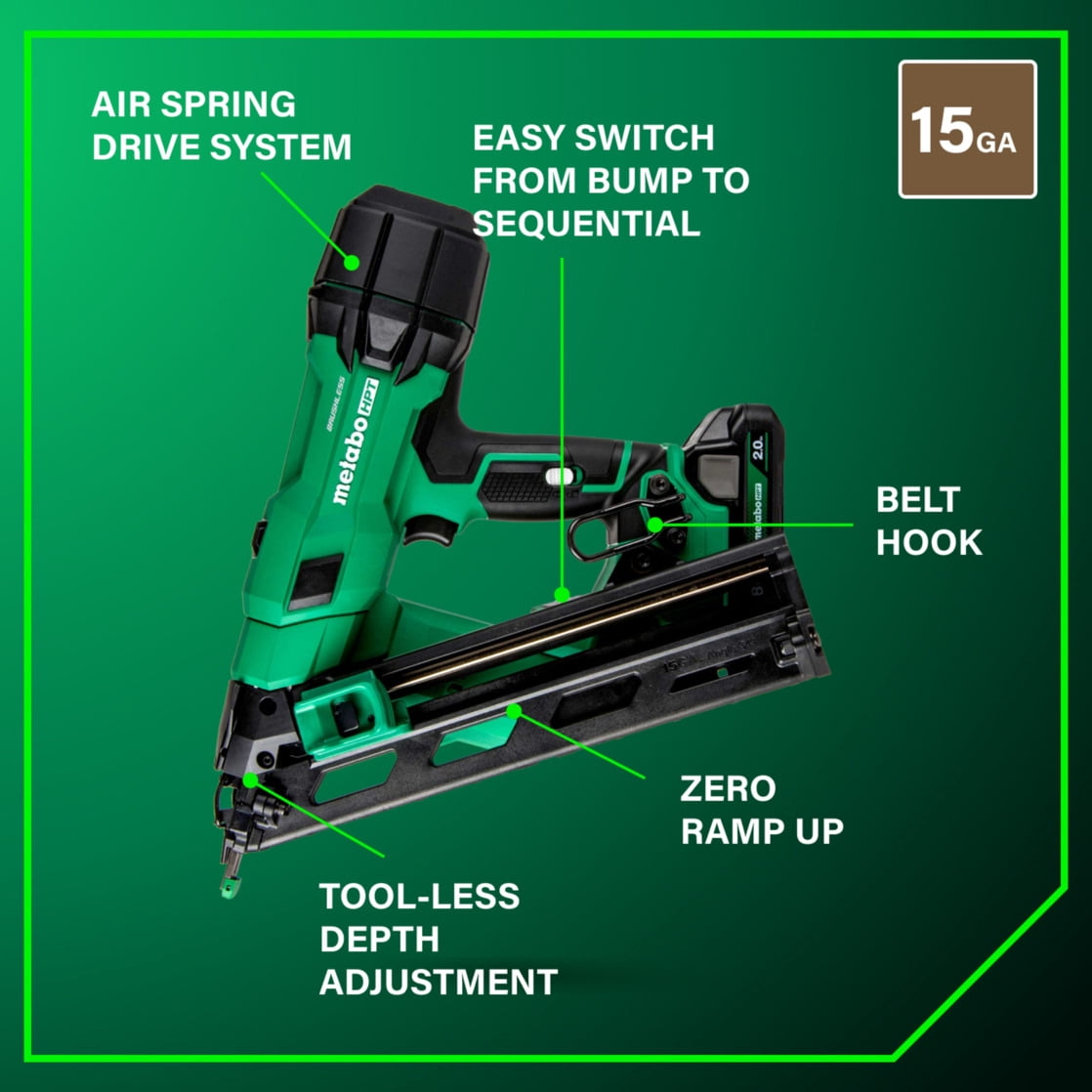 Metabo HPT 18V Cordless Finish Nailer Kit, 15-Ga, NT1865DAA