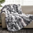 thumbnail image 4 of ROSEKIND ultra-soft 680GSM Faux Fur Ribbed Throw Blanket for Sofa & Bed, Cozy Gift for Adults & Friends, 60x70in, Tie-dye Grey, 4 of 8