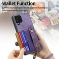 thumbnail image 2 of Phone Case for Samsung Galaxy A42 5G Wallet Cover with Tempered Glass Screen Protector and Lanyard Wrist Strap Slim Stand Card Holder Slot Leather Cell A 42 G5 42A S42 4G 2021 Women Men Purple, 2 of 14