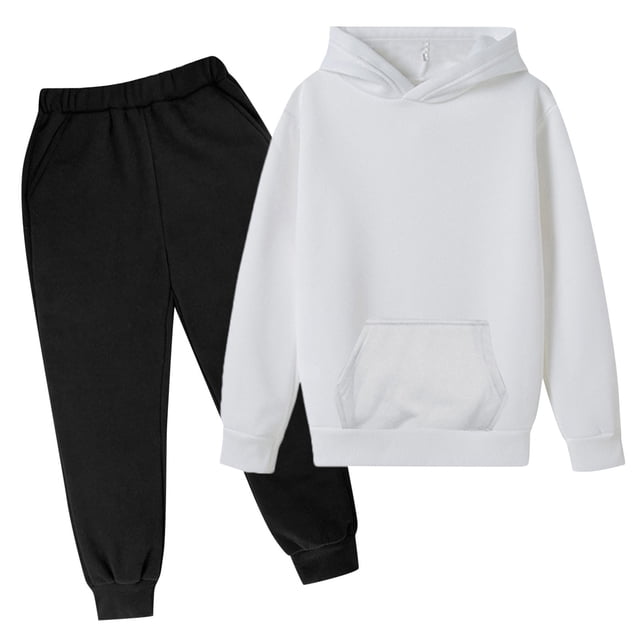 Caqnni Cozy Lightweight Girls Lounge Set: Perfect for Virtual Learning, Homework Sessions, and Post-Study Relaxation(A01-White,11-12 Years)