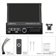 Podofo Single Din 7 Automatic Motorized Flip Out Screen Car Stereo Radio with Mirror Link Backup Camera