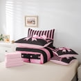 thumbnail image 6 of Erosebridal Pink Bowknot Kids 7-Piece Twin Bedding Sets,Pink Black Modern Geometric Stripes Bedding Comforter Set For Bowtie Girls,Pink Reversible, 6 of 7