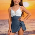 thumbnail image 6 of VBTAPA Teen Girls One Piece Swimdress Swimsuit for Kids Tummy Control Swim Dress Summer Bathing Suit Tween Swimwear Blue 11 Years, 6 of 9