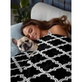 thumbnail image 3 of Modern Black Geometric King Size Flat Sheet, Wrinkleproof & Fadeproof Cooling Flat Bed Sheet Only, Abstract Art Morocco Aesthetic Breathable Soft Bedding Top Sheets 105 x 98 Inches, 3 of 8