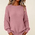 thumbnail image 4 of Women's Chunky Knit Pullover Sweater with Crew Neck, Loose Thick Warm Casual Long Sleeve Top, for Fall Winter Daily Wear, Home Comfort or Cozy Outings Pink XXL, 4 of 5