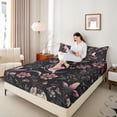 thumbnail image 4 of Homewish Boho Kawaii Cat Twin Sheet Sets for Teens, Groovy Flower Botanical Twin Fitted Sheet, Dreamy Stars Moon Galaxy Flat Sheet, Breathable Home Decor, 3pcs, 4 of 7