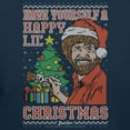 thumbnail image 3 of Teelocity Bob Ross Happy Lil Christmas Graphic T-Shirt (X-Large - Standard Fit, Navy Red Outfit), 3 of 4