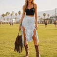 thumbnail image 4 of Skirts for Women Skirt Summer Lace Solid Color Fashion Music Festival Bodycon Midi Skirt for Everyday and Travel Grey L, 4 of 8