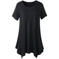 thumbnail image 2 of Coofit Tunique Chemise Manches Courtes Col Rond T-shirt Décontracté Blouse Ample pour Femmes, 2 of 8