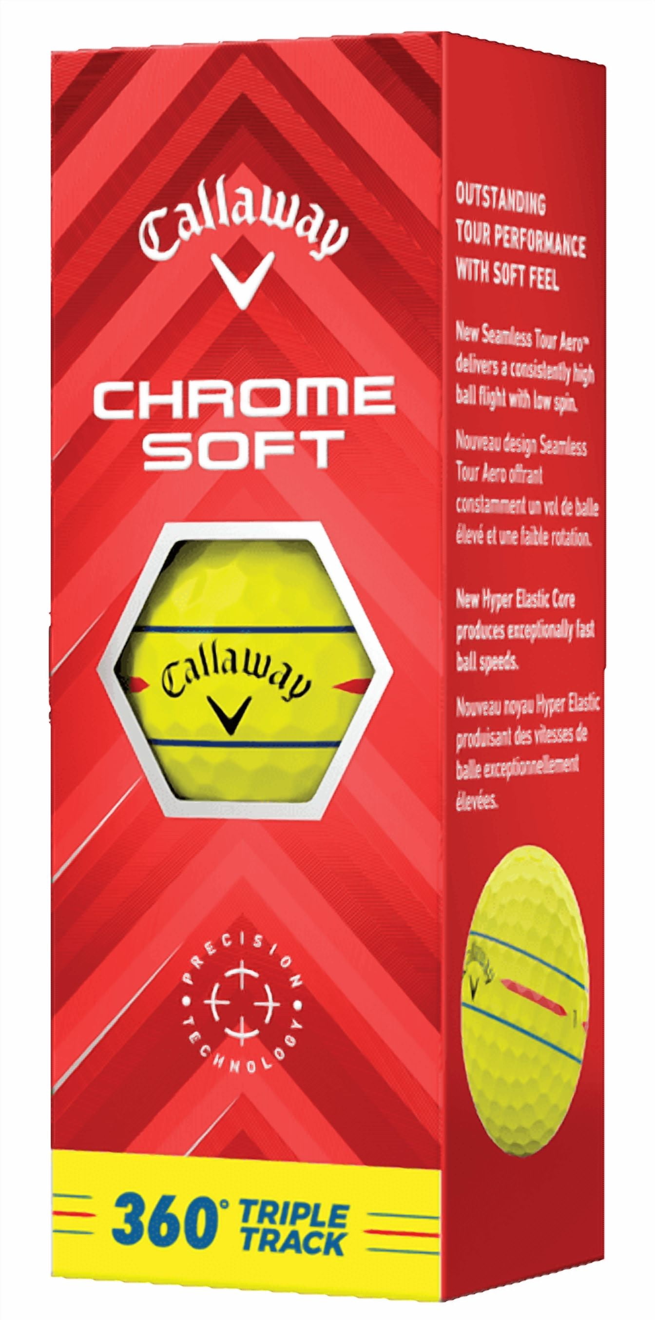 (4 pack) Callaway Golf 2024 Chrome Soft 360 Triple Track Golf Balls (Yellow) 12pk