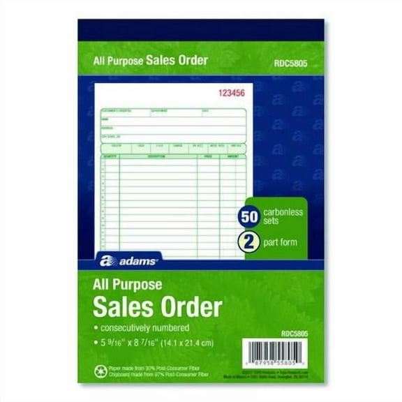 Multipart General-Purpose Sales Pad, Two-Part Carbonless, 5.56 x 7.94, 50 Forms Total | Bundle of 2