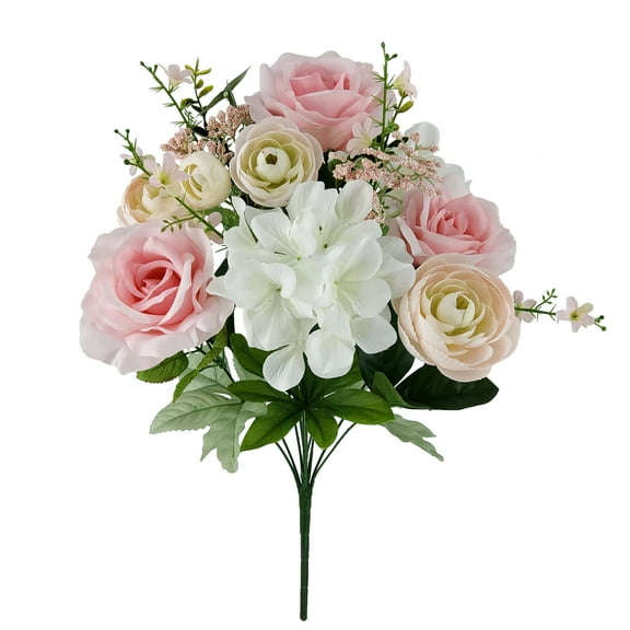 Mainstays 19.5 inch Artificial Rose Hydrangea Bouquet, Color Pink
