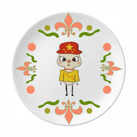 

China Country Asia Mandarin Flag UU Flower Ceramics Plate Tableware Dinner Dish