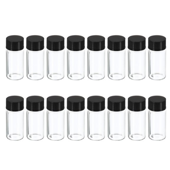 Uxcell 5mL Glass Vials with Screw Caps Liquid Sample Vial Storage for Laboratory and Home Clear 16 Pcs