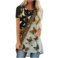 thumbnail image 2 of QUNYINEY Crew Neck Womens Shirts Butterfly Casual Short Sleeve Tops Loose Summer Pullover Tops for Women, 2 of 5