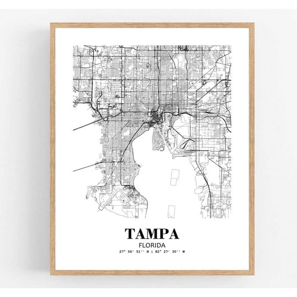 Eleville 18X24 Unframed Tampa Florida City View Abstract Road Modern Map Art Print Poster Wall Office Home Decor Minimalist Line Art Hometown Housewarming wgn509