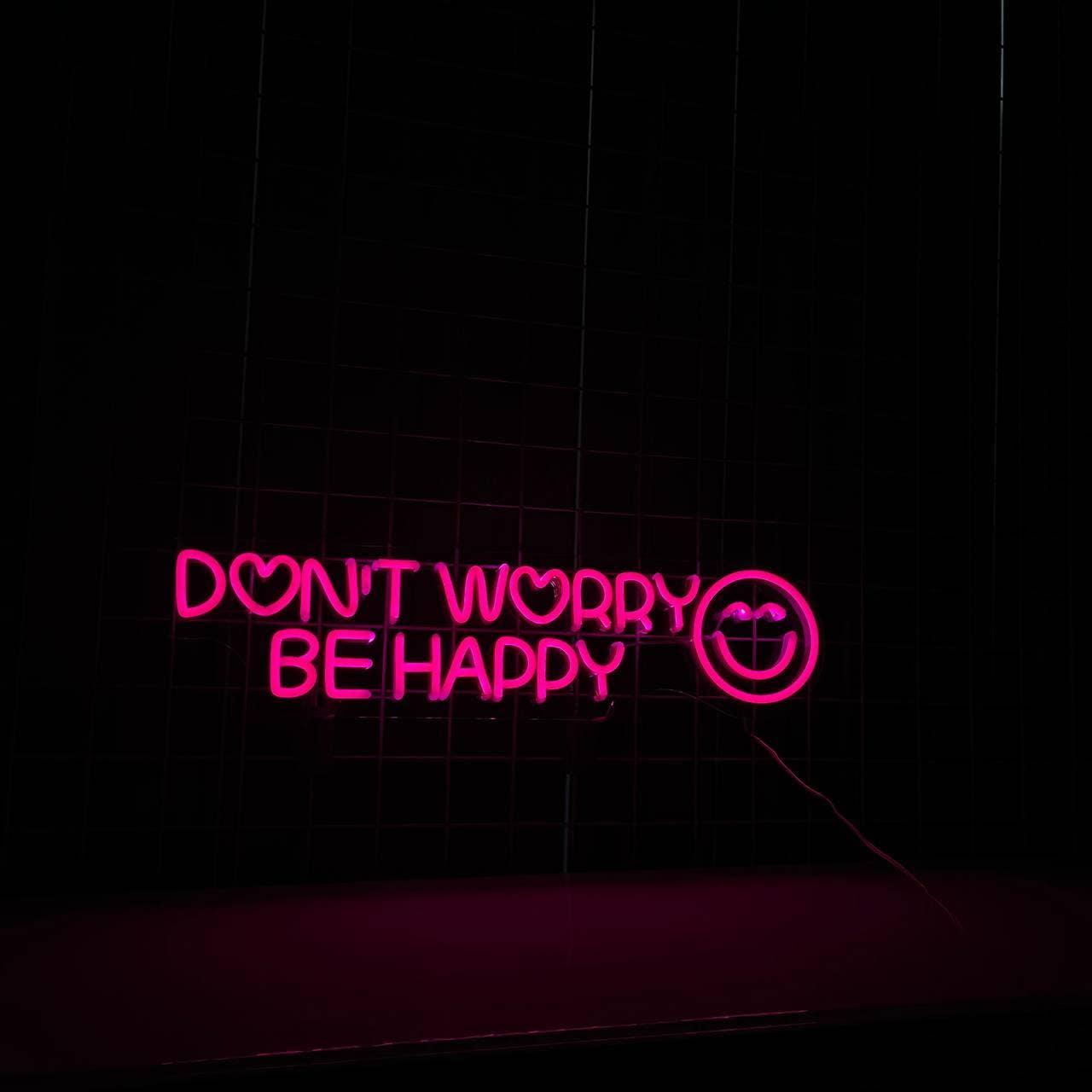Glowneon Don't Worry Be Happy Neon Sign, Motivation Wall Decor