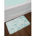 thumbnail image 2 of Sea Animals Bath Mat, Monochrome Shark Illustration Fashion Maritime Illustration Aquatics, Non-Slip Plush Mat Bathroom Kitchen Laundry Room Decor, 29.5 X 17.5 Inches, Teal Turquoise Beige, Ambesonne, 2 of 2
